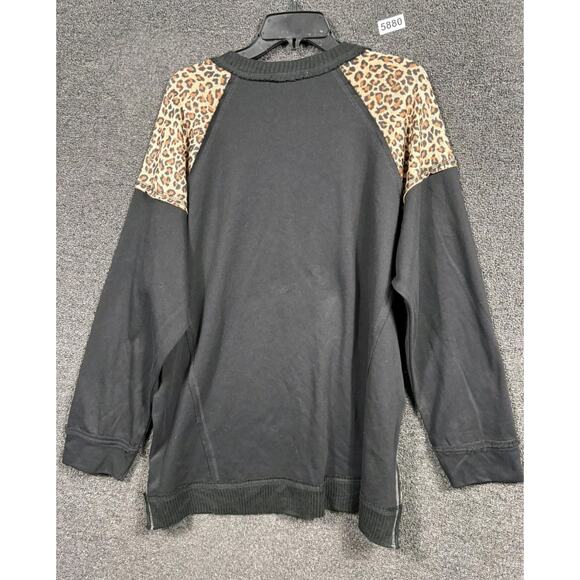 Umgee Womens French Terry Animal Print Tunic Top With Side Slits Womens Size XL - Picture 2 of 7